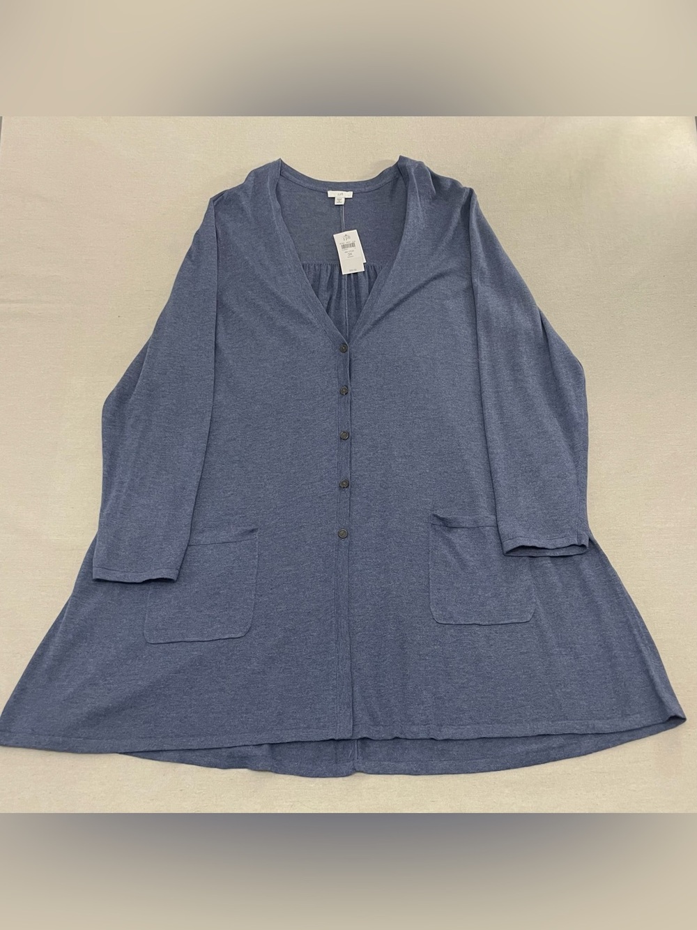 NWT J Jill Cardigan Sweater Blue Ink Heather Knit Rayon Cotton 3X Button Front
